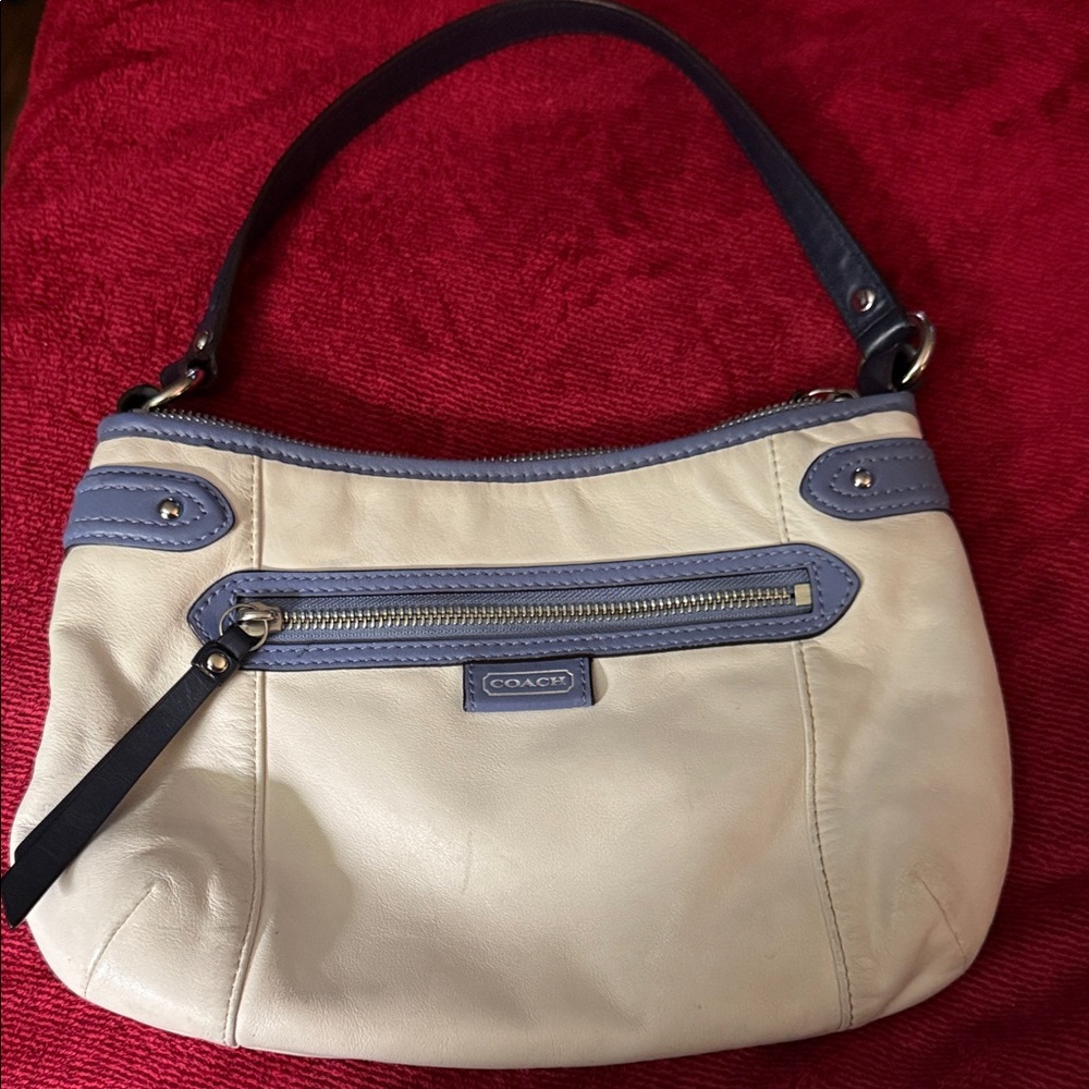 Coach Shoulder Bag in Cream and Blue